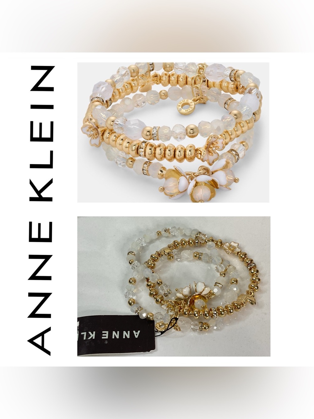 🌟🌟 Anne Klein Flower Charm Bead Bracelet